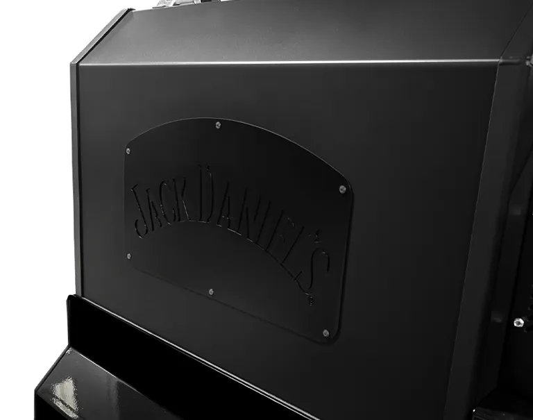 Black-on-black custom branding on rear chamber