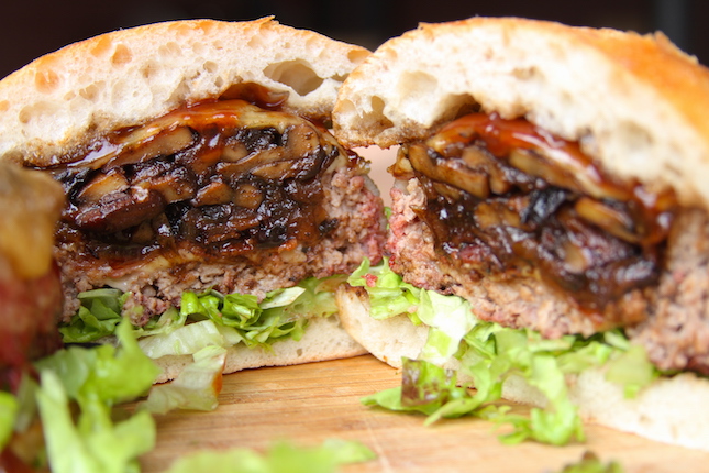 Beer-Can Bacon Mushroom Swiss Burger Recipe