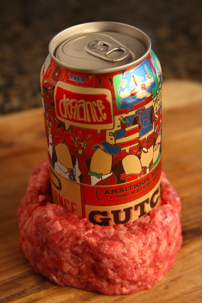 wrap burger around bottom of can