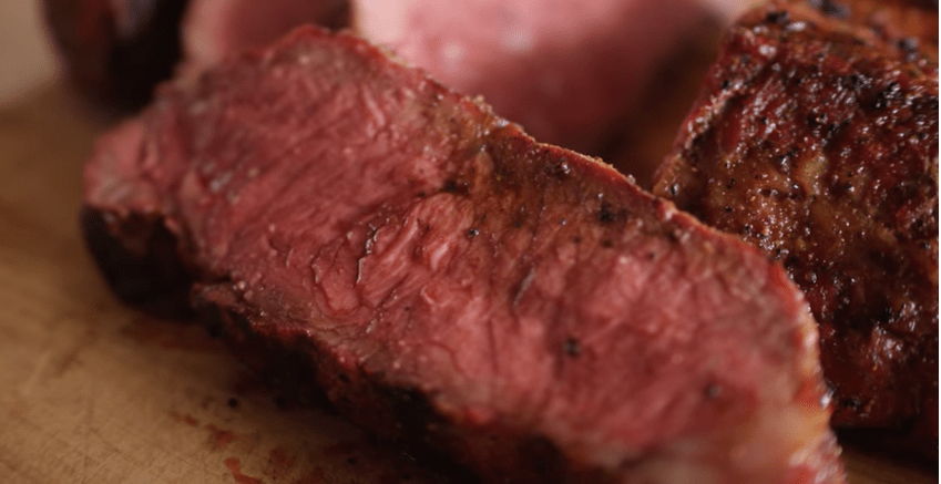 Reverse Seared Strip Loin Roast with Poblano Creme Fraiche Recipe